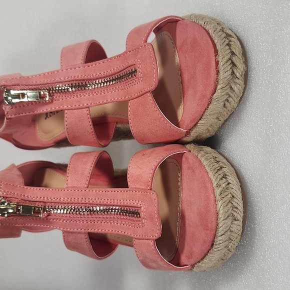 Coral Wedge Sandals Just Fab "Karsey" New In Box size 8 Rope Heel - Picture 15 of 15